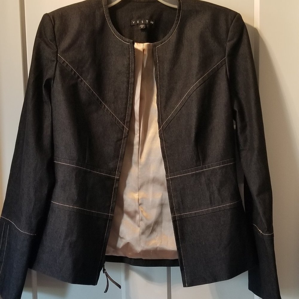 Vesti Black Denim Lined Jacket Size 4